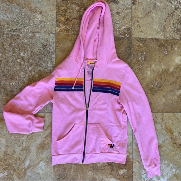 Aviator Nation Pink Hoodie & Sweatpants Set Zip Sweatshirt Size Medium M - Picture 3 of 8